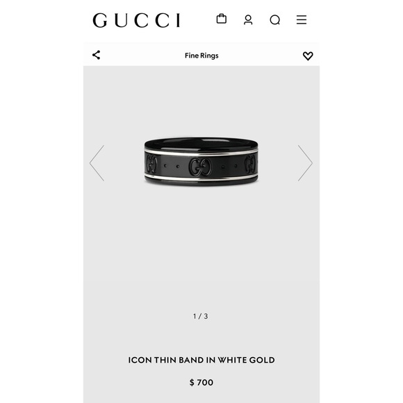 SOLD - Gucci Icon Ring | Gucci Icon Thin Band in White Gold - Picture 10 of 10
